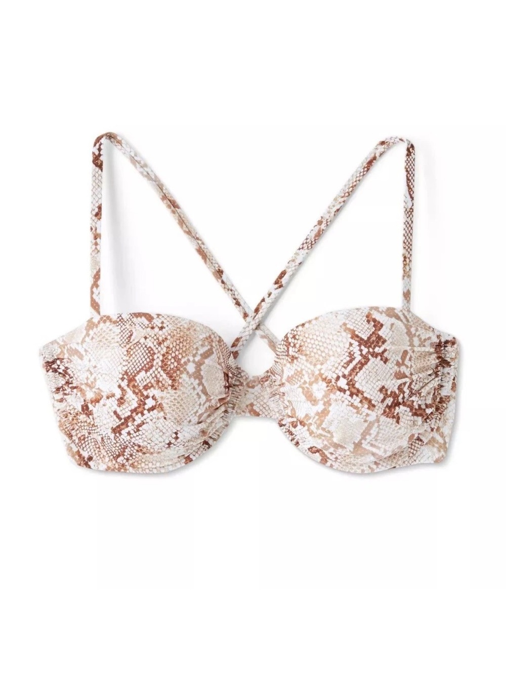 🌻NEW w/tag Shade & Shore Snakeskin Print Shirred Underwire Bikini Top Size 38DD